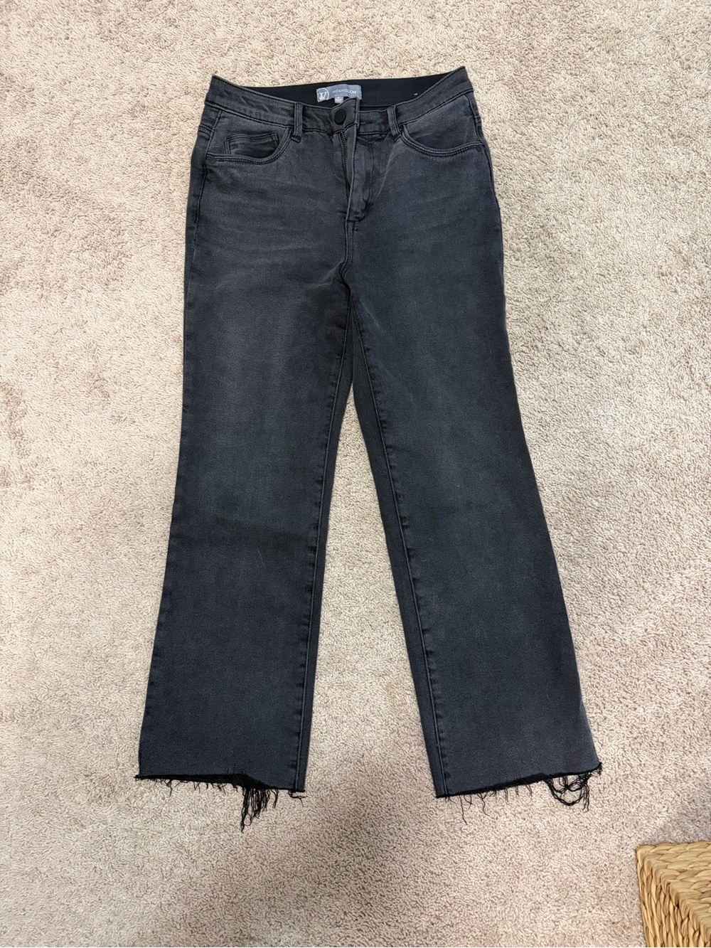 Wit & Wisdom Black Wide-Leg Raw Hem Jeans